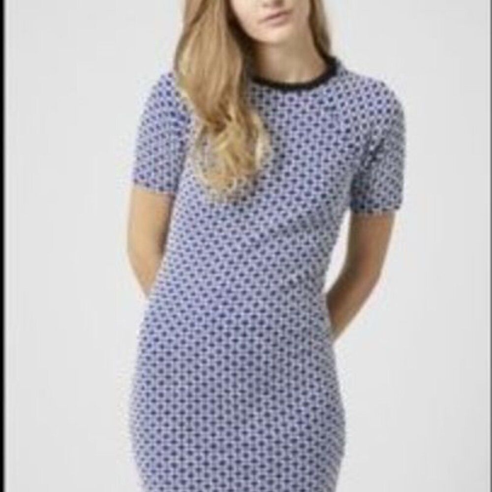Topshop blue/white dress, size US4, poly/cotton/elastane